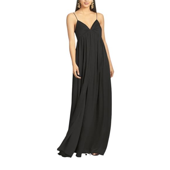 Sachin & Babi NEW Size 10 Jessica Crinkle Gorgette Empire Waist Maxi Gown Black - Picture 1 of 10